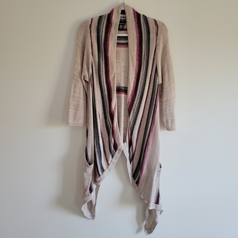 Torrid Boho Rainbow 3/4 Sleeve Striped Open Front Long Cardigan Size 1